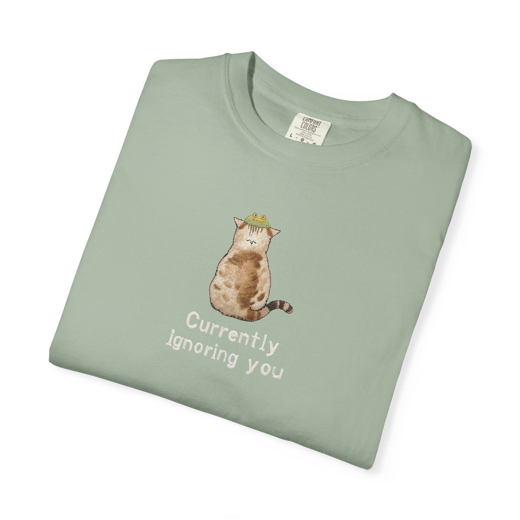 Embroidered Cat T-shirt - Currently Ignoring You Design
